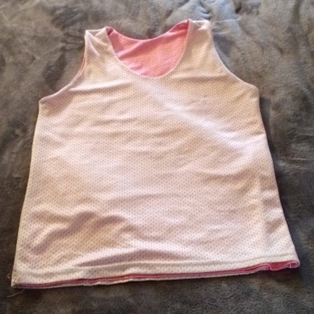 PINK AND WHITE REVERSIBLE TANK WOMENS MEDIUM